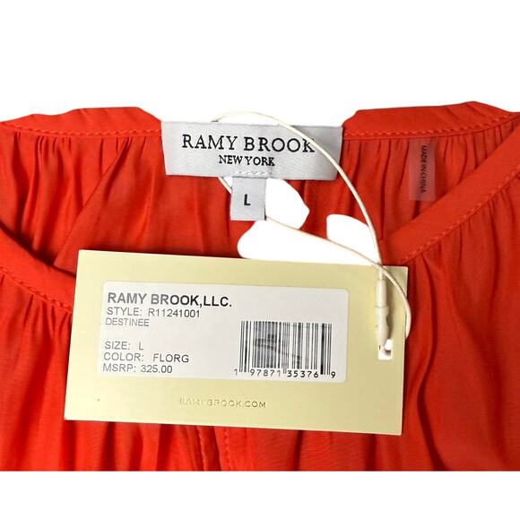 New RAMY BROOK Destinee Orange Cap Sleeve Top - Picture 7 of 7